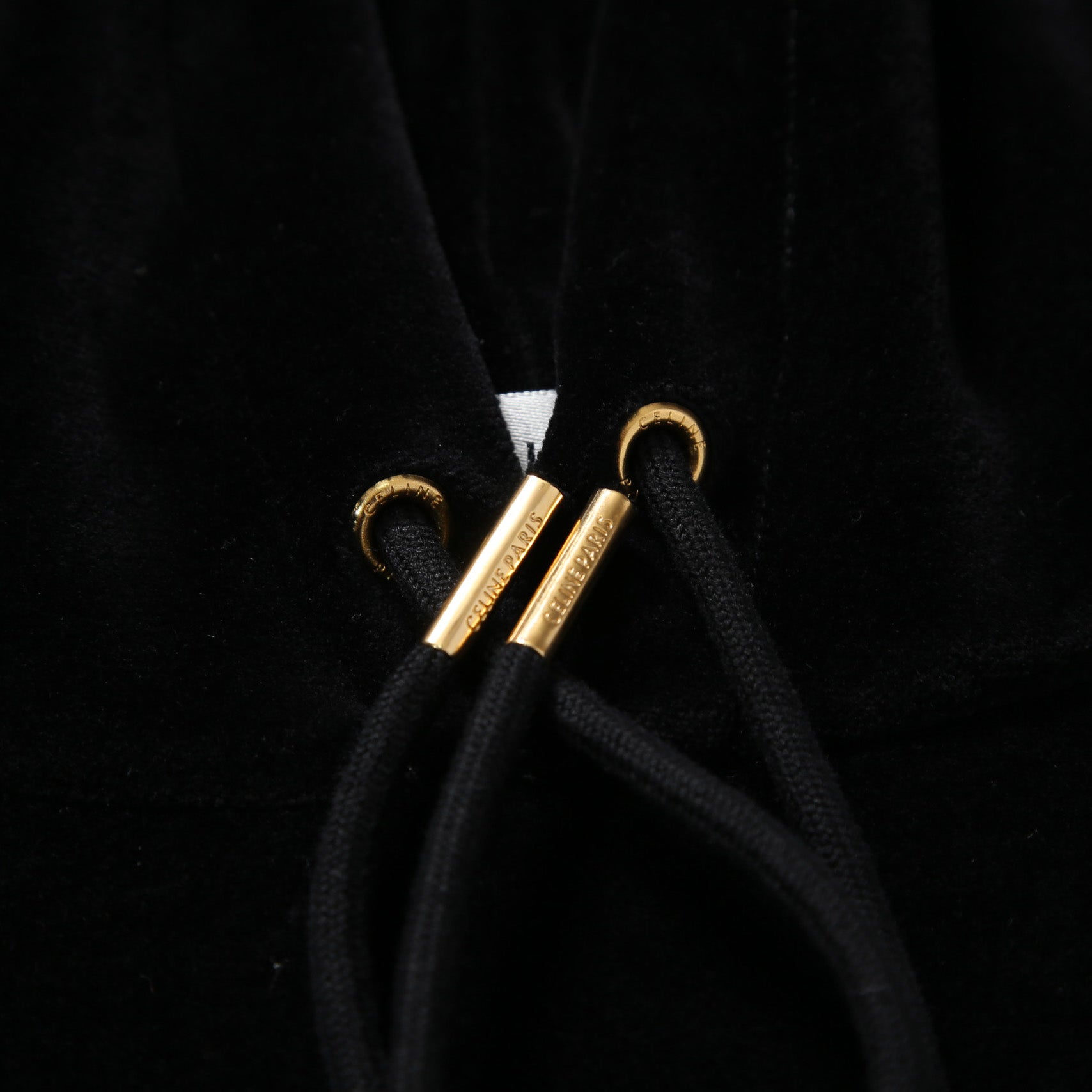 CELINE セリーヌ / 2024AW 美品 ロゴ パッチ ベルベット プルオーバー パーカー / ベロア 長袖 / 2Y12C748Q  / size M (BLACK)