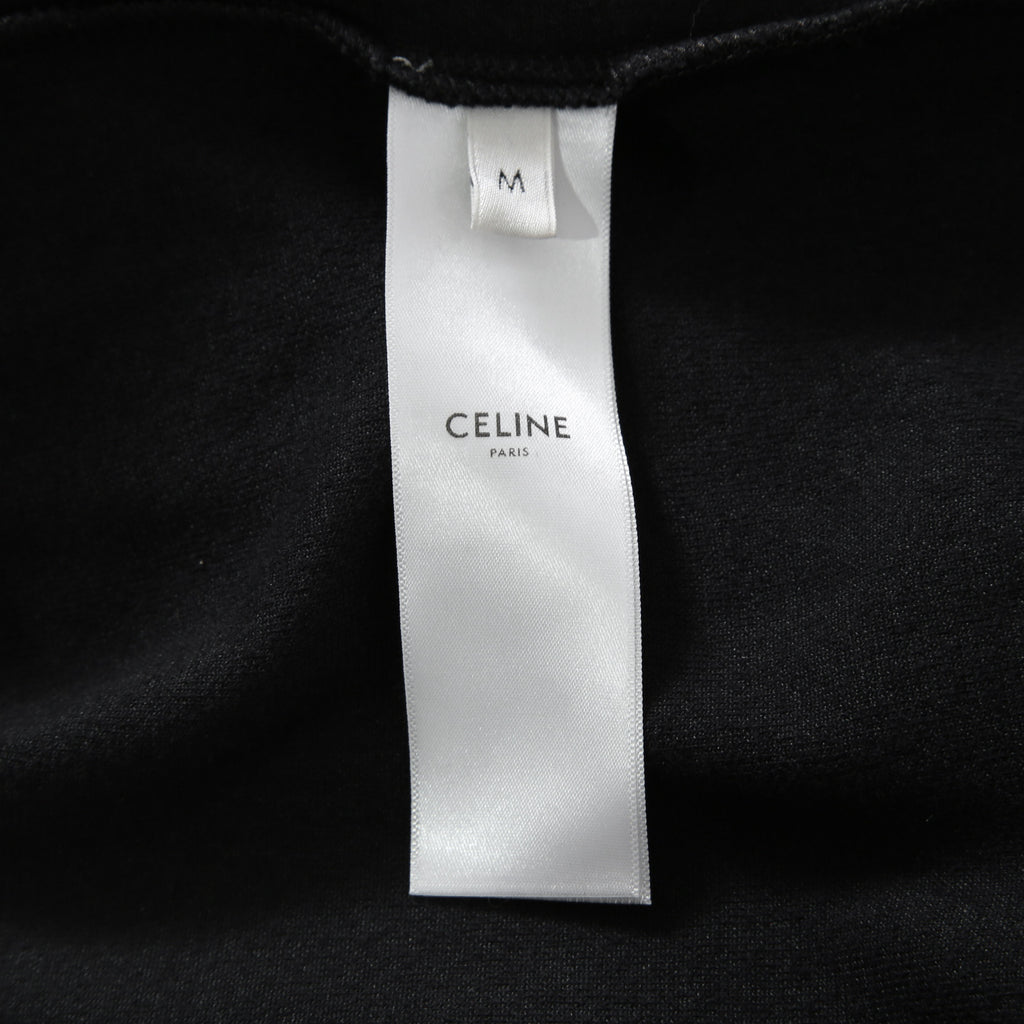 CELINE セリーヌ / 2024AW 美品 ロゴ パッチ ベルベット プルオーバー パーカー / ベロア 長袖 / 2Y12C748Q  / size M (BLACK)