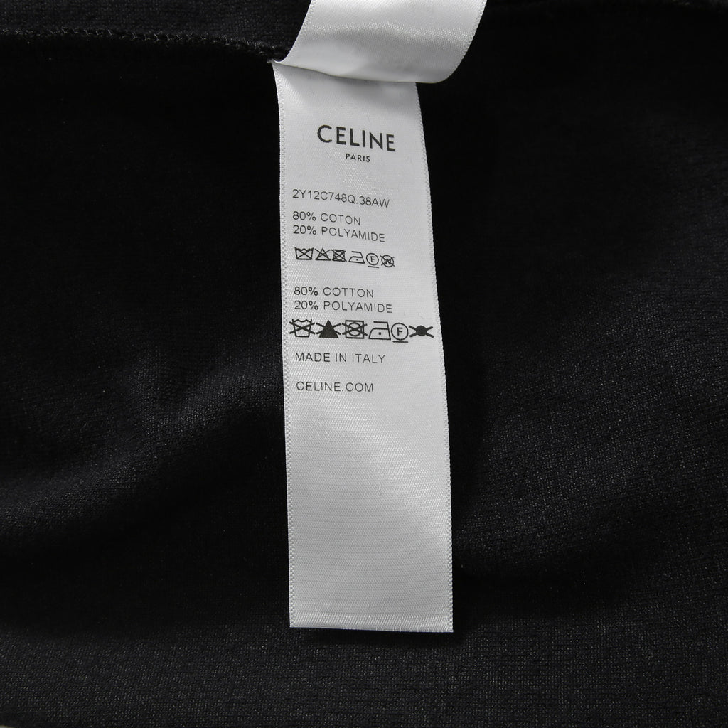 CELINE セリーヌ / 2024AW 美品 ロゴ パッチ ベルベット プルオーバー パーカー / ベロア 長袖 / 2Y12C748Q  / size M (BLACK)