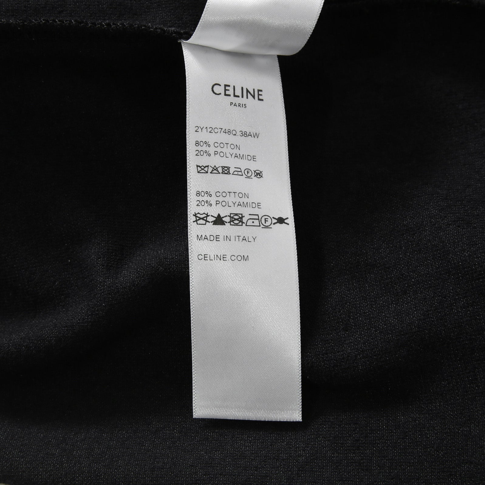 CELINE セリーヌ / 2024AW 美品 ロゴ パッチ ベルベット プルオーバー パーカー / ベロア 長袖 / 2Y12C748Q  / size M (BLACK)