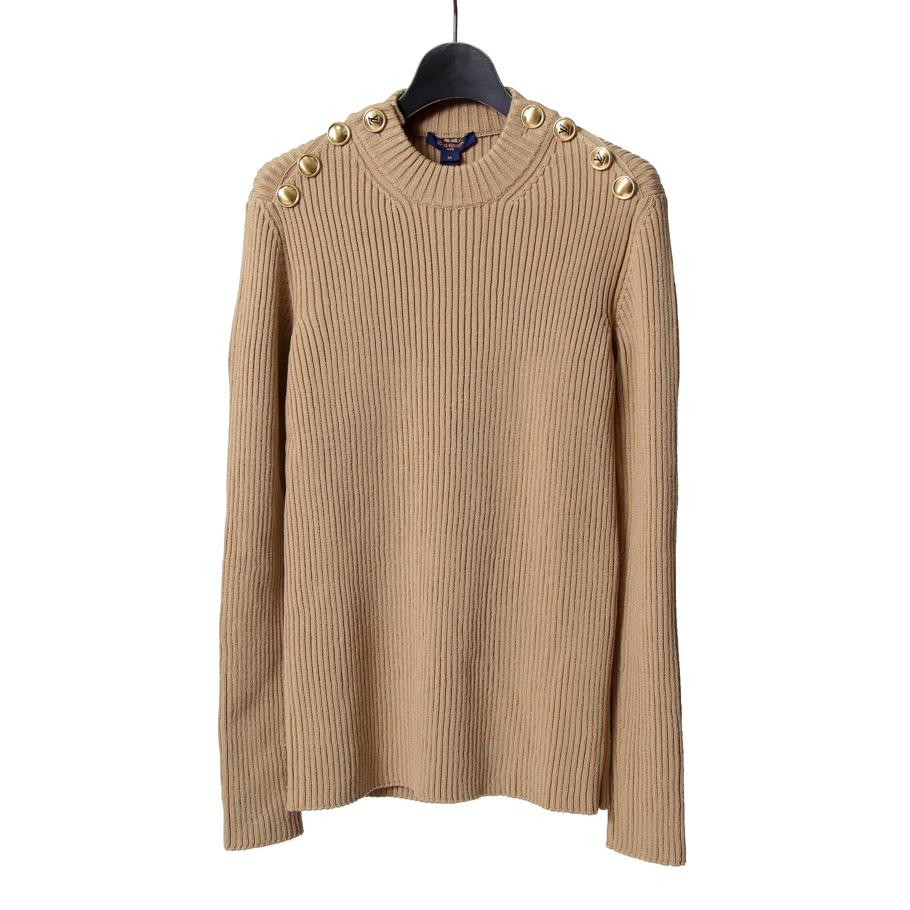 新品 LOUIS VUITTON ルイ ヴィトン / 22AW ボタン装飾 ウール リブ ニット / RW222W PU4 / size M (BEIGE) レディース