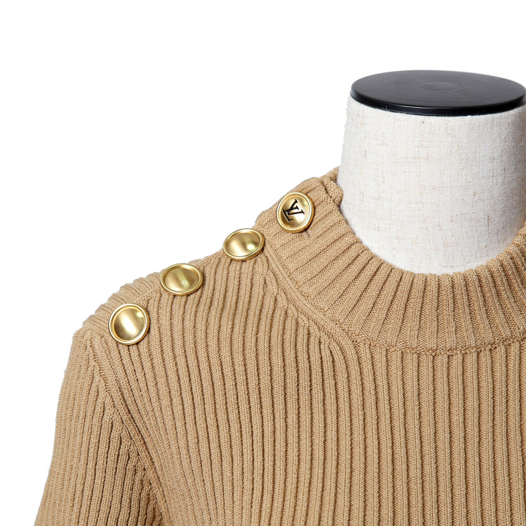 新品 LOUIS VUITTON ルイ ヴィトン / 22AW ボタン装飾 ウール リブ ニット / RW222W PU4 / size M (BEIGE) レディース