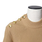 新品 LOUIS VUITTON ルイ ヴィトン / 22AW ボタン装飾 ウール リブ ニット / RW222W PU4 / size M (BEIGE) レディース
