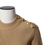 新品 LOUIS VUITTON ルイ ヴィトン / 22AW ボタン装飾 ウール リブ ニット / RW222W PU4 / size M (BEIGE) レディース