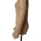 新品 LOUIS VUITTON ルイ ヴィトン / 22AW ボタン装飾 ウール リブ ニット / RW222W PU4 / size M (BEIGE) レディース