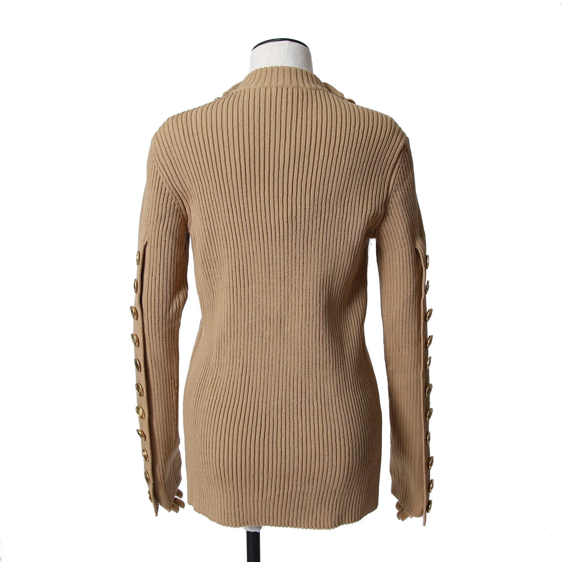 新品 LOUIS VUITTON ルイ ヴィトン / 22AW ボタン装飾 ウール リブ ニット / RW222W PU4 / size M (BEIGE) レディース