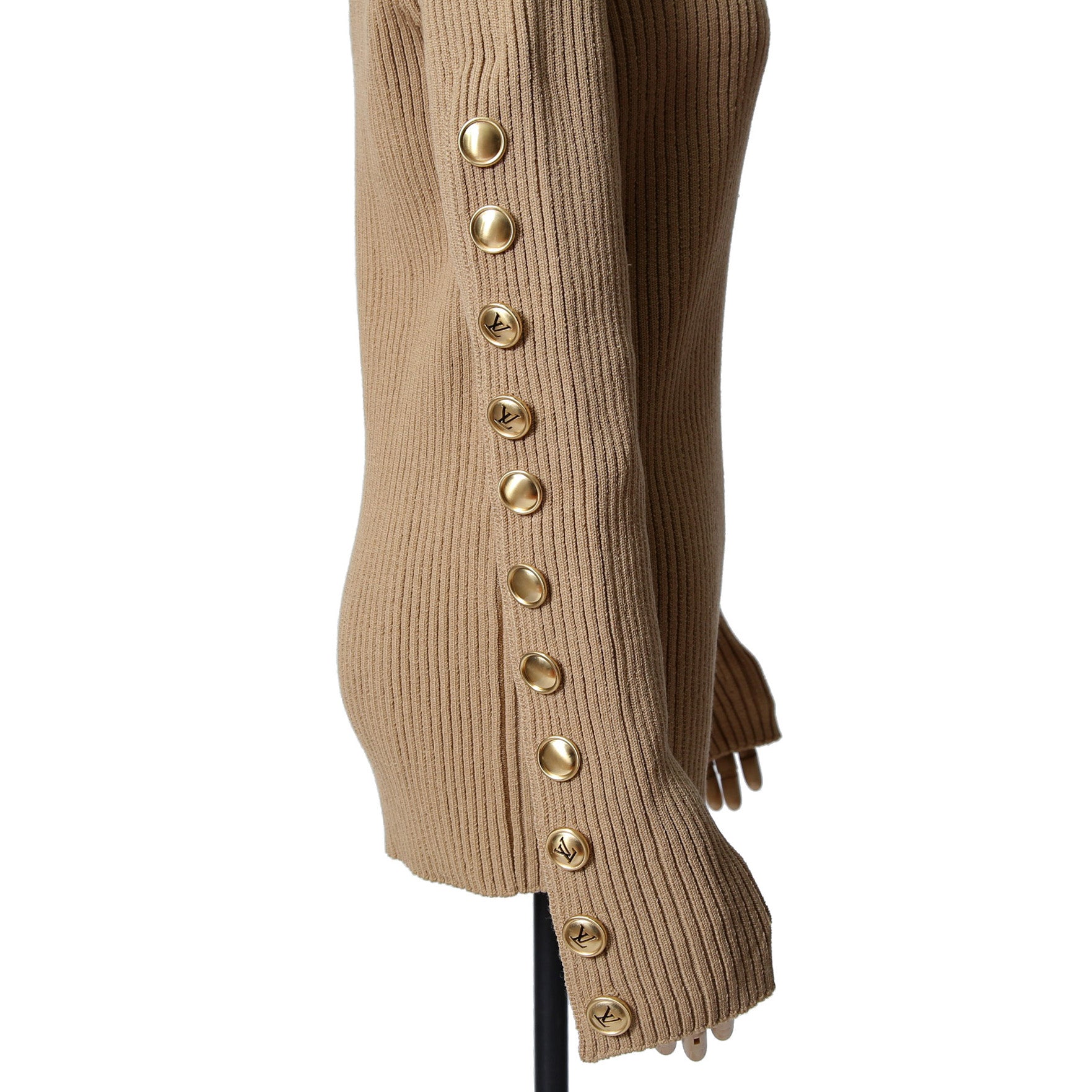 新品 LOUIS VUITTON ルイ ヴィトン / 22AW ボタン装飾 ウール リブ ニット / RW222W PU4 / size M (BEIGE) レディース
