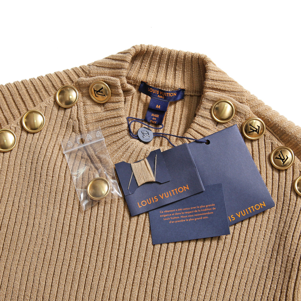 新品 LOUIS VUITTON ルイ ヴィトン / 22AW ボタン装飾 ウール リブ ニット / RW222W PU4 / size M (BEIGE) レディース