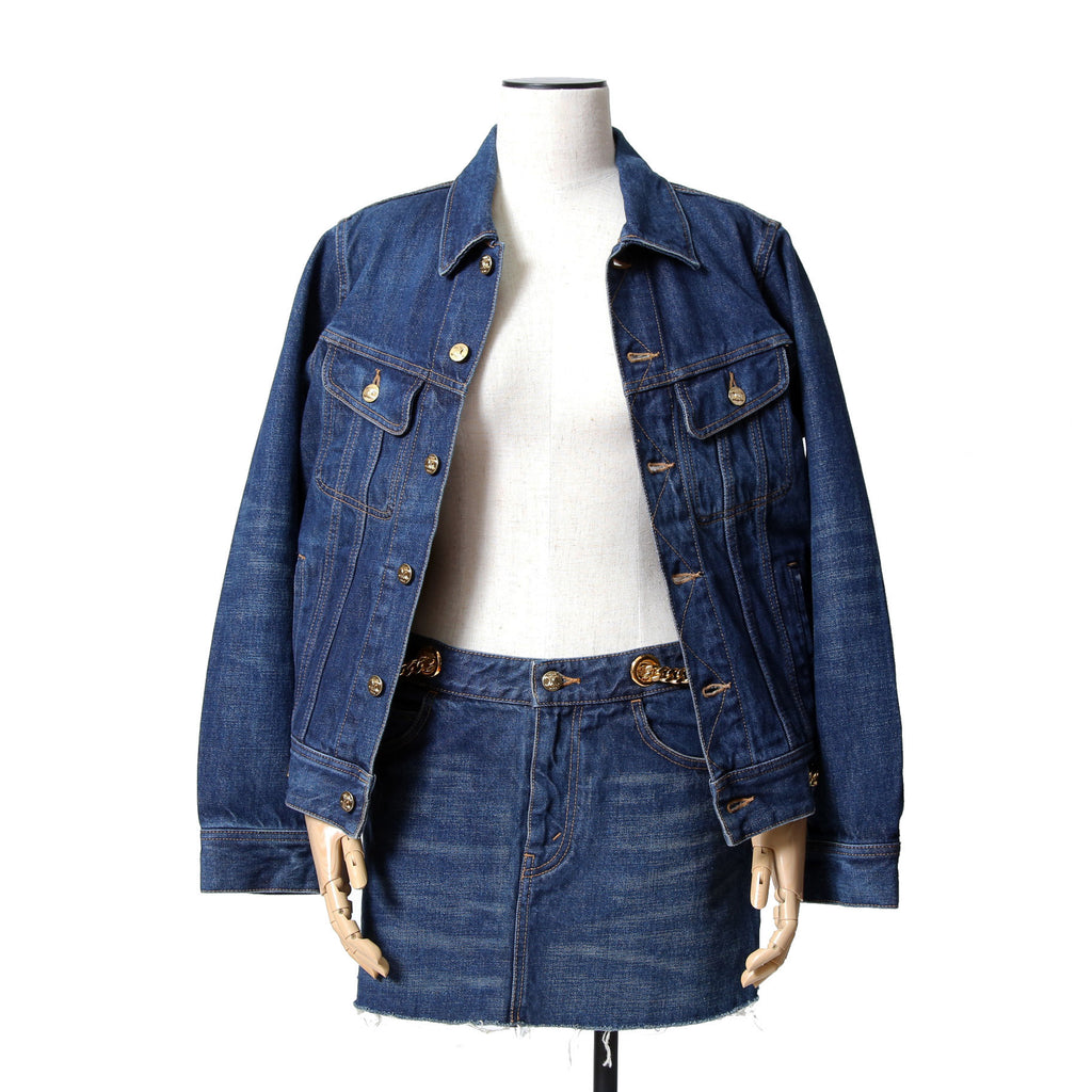 CELINE セリーヌ / 23AW 美品 表参道店 限定 トリオンフ ゴールドチェーン デニムジャケット/ size M (INDIGO) レディース