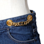 CELINE セリーヌ / 23AW 表参道店 限定 トリオンフ ゴールドチェーン デニム ミニスカート / size 27 (INDIGO) レディース