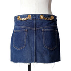 CELINE セリーヌ / 23AW 表参道店 限定 トリオンフ ゴールドチェーン デニム ミニスカート / size 27 (INDIGO) レディース