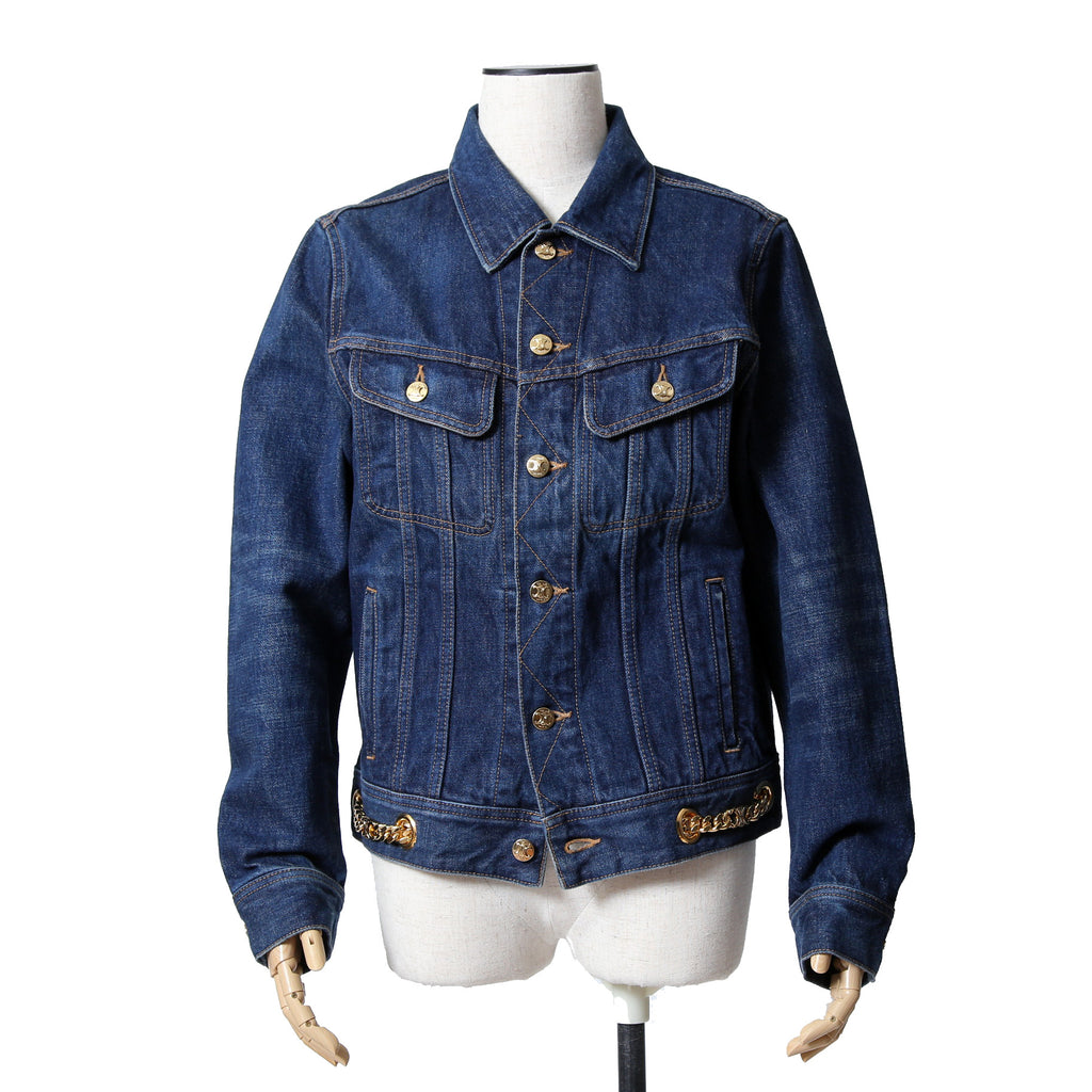 CELINE セリーヌ / 23AW 美品 表参道店 限定 トリオンフ ゴールドチェーン デニムジャケット/ size M (INDIGO) レディース