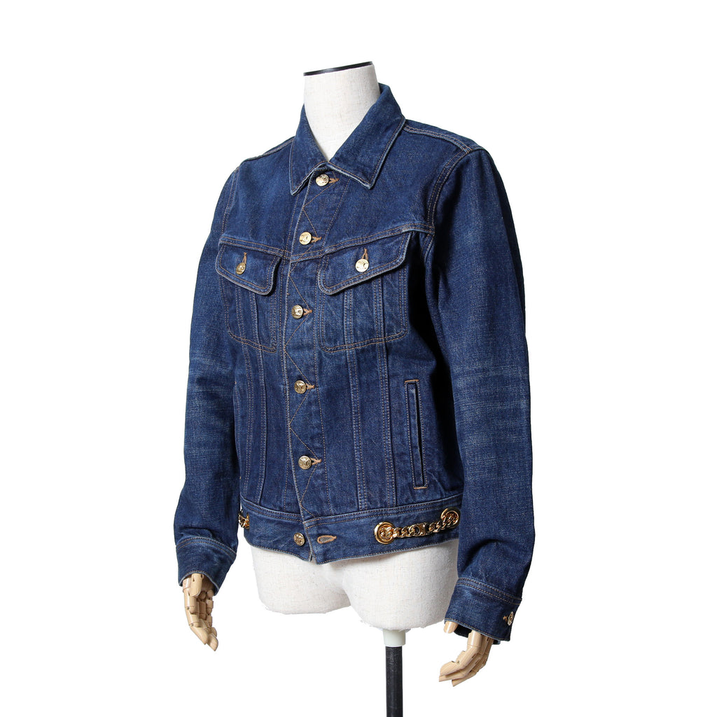 CELINE セリーヌ / 23AW 美品 表参道店 限定 トリオンフ ゴールドチェーン デニムジャケット/ size M (INDIGO) レディース