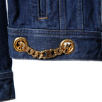 CELINE セリーヌ / 23AW 美品 表参道店 限定 トリオンフ ゴールドチェーン デニムジャケット/ size M (INDIGO) レディース