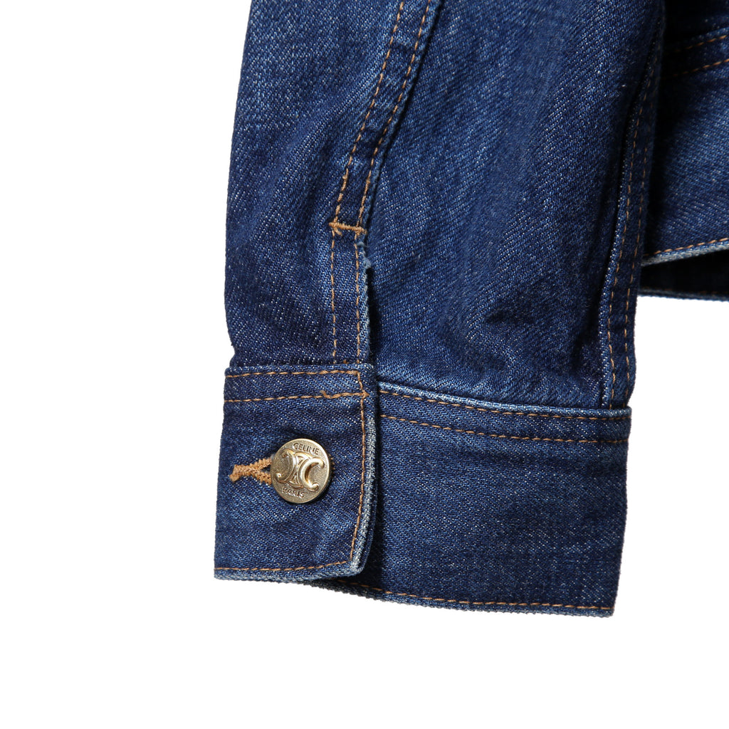 CELINE セリーヌ / 23AW 美品 表参道店 限定 トリオンフ ゴールドチェーン デニムジャケット/ size M (INDIGO) レディース