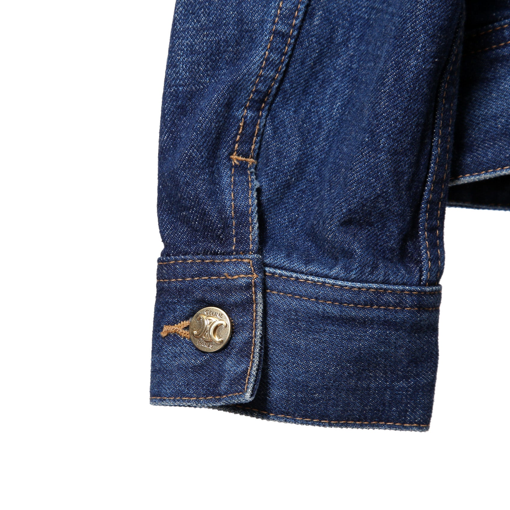 CELINE セリーヌ / 23AW 美品 表参道店 限定 トリオンフ ゴールドチェーン デニムジャケット/ size M (INDIGO) レディース