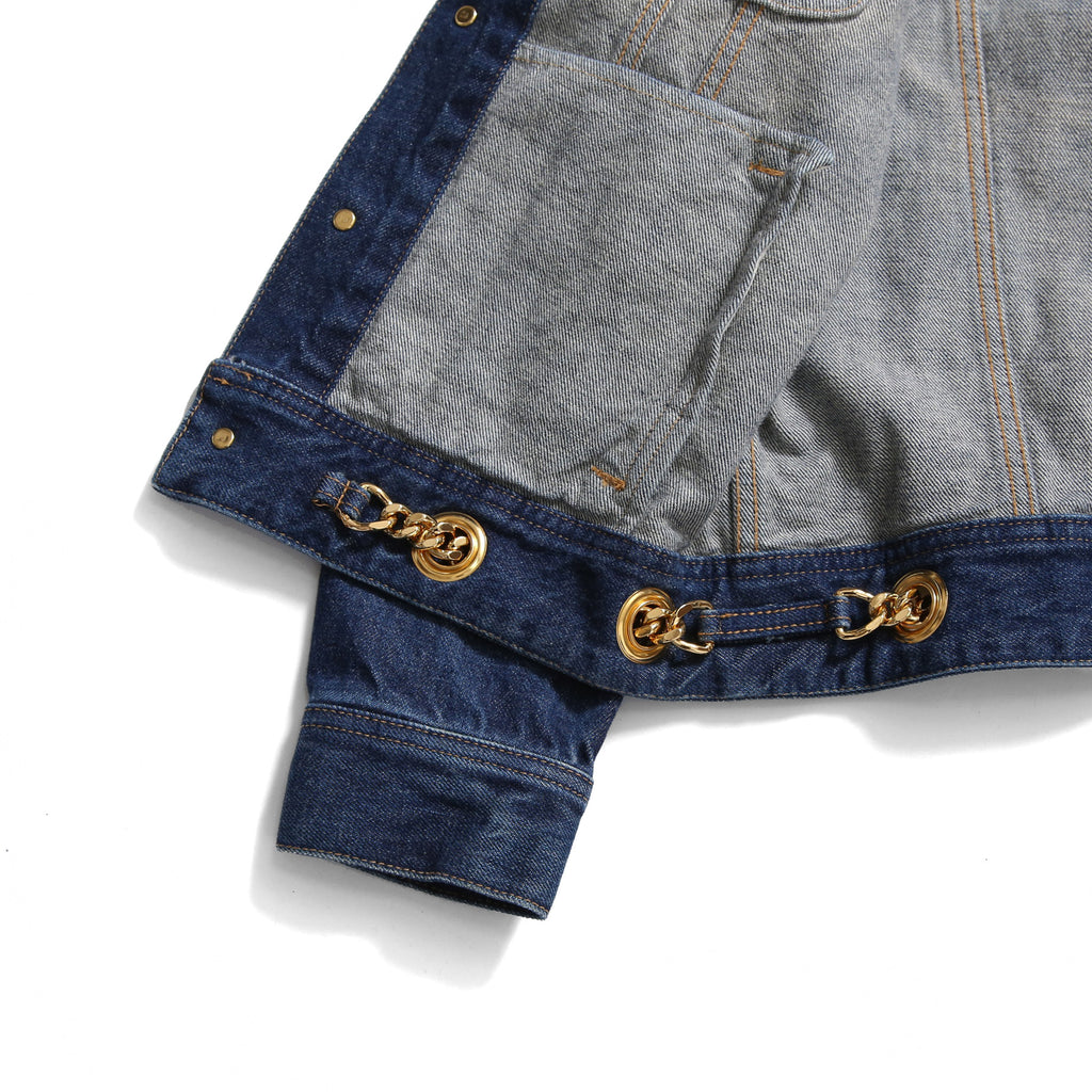 CELINE セリーヌ / 23AW 美品 表参道店 限定 トリオンフ ゴールドチェーン デニムジャケット/ size M (INDIGO) レディース