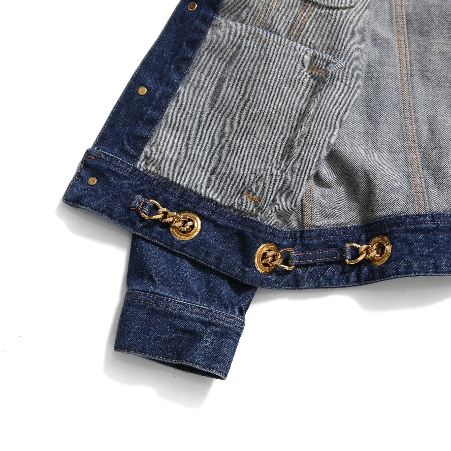 CELINE セリーヌ / 23AW 美品 表参道店 限定 トリオンフ ゴールドチェーン デニムジャケット/ size M (INDIGO) レディース