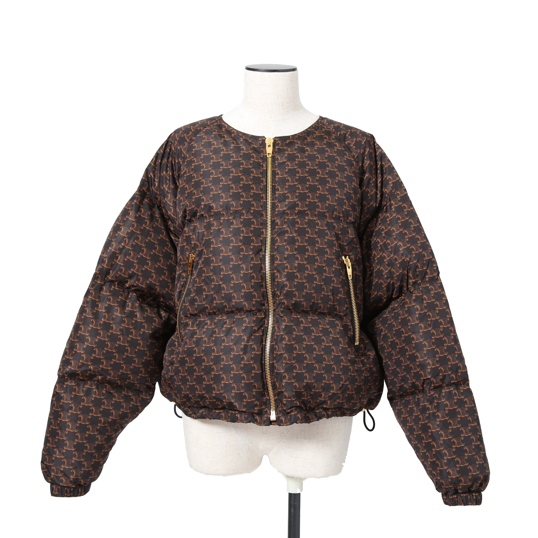 CELINE セリーヌ / 24AW 極上品 ナイロン ショート ダウンジャケット / トリオンフ モノグラム /  2W782344N /  size 36 (BROWN) レディース