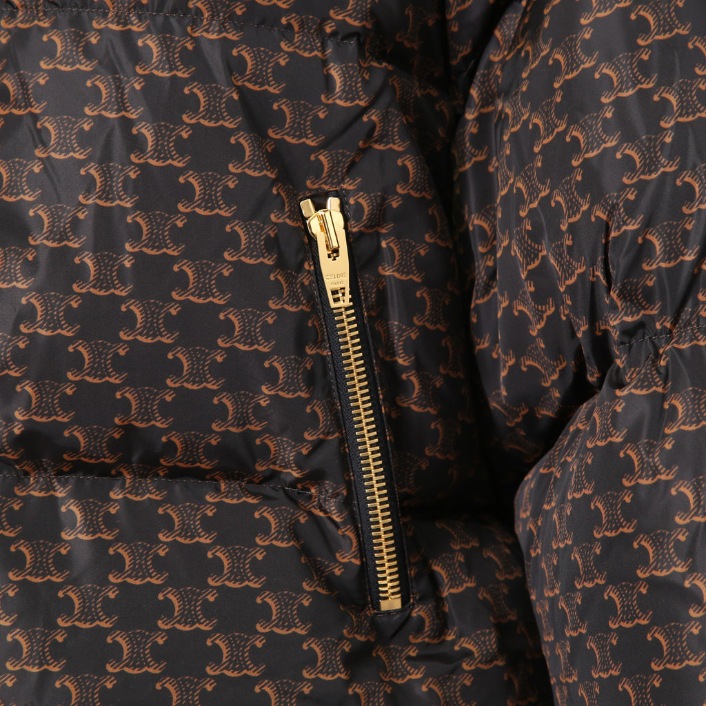 CELINE セリーヌ / 24AW 極上品 ナイロン ショート ダウンジャケット / トリオンフ モノグラム /  2W782344N /  size 36 (BROWN) レディース