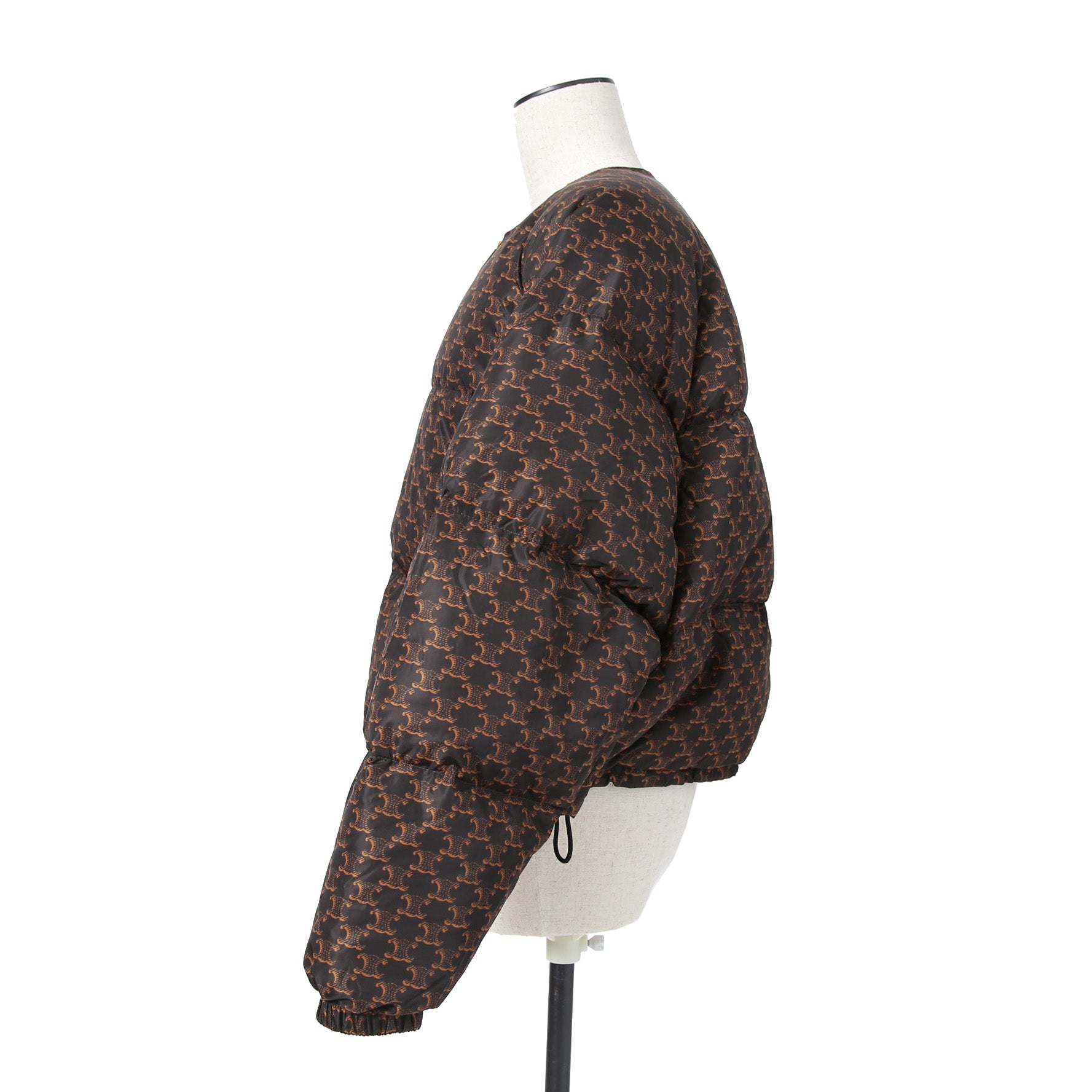 CELINE セリーヌ / 24AW 極上品 ナイロン ショート ダウンジャケット / トリオンフ モノグラム /  2W782344N /  size 36 (BROWN) レディース