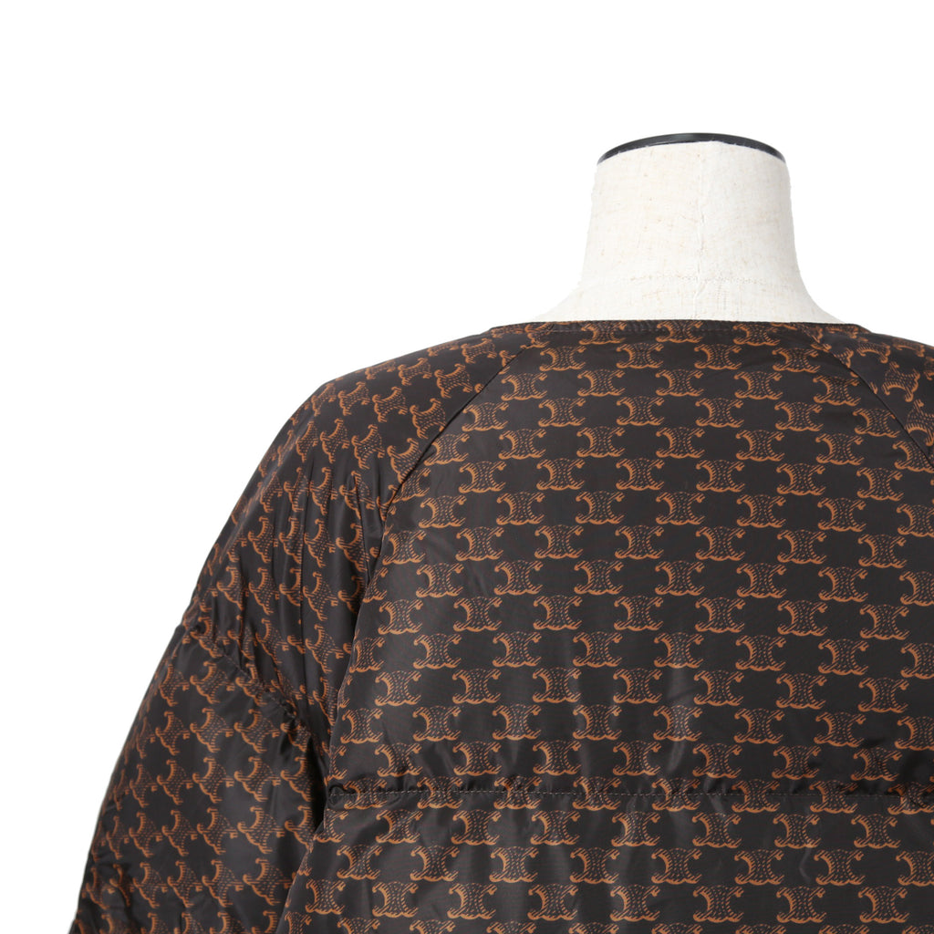 CELINE セリーヌ / 24AW 極上品 ナイロン ショート ダウンジャケット / トリオンフ モノグラム /  2W782344N /  size 36 (BROWN) レディース