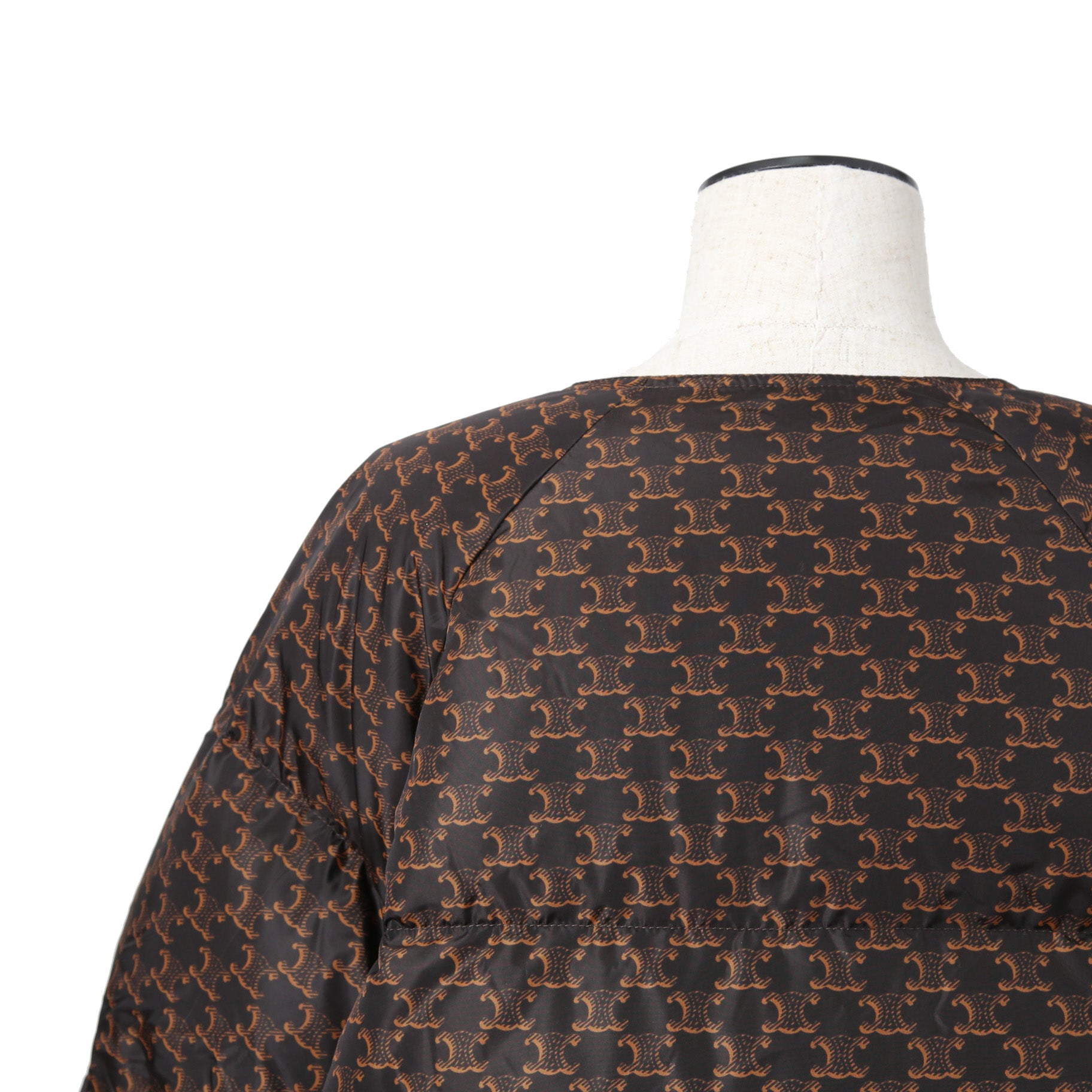 CELINE セリーヌ / 24AW 極上品 ナイロン ショート ダウンジャケット / トリオンフ モノグラム /  2W782344N /  size 36 (BROWN) レディース