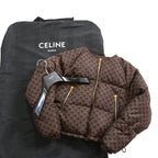 CELINE セリーヌ / 24AW 極上品 ナイロン ショート ダウンジャケット / トリオンフ モノグラム /  2W782344N /  size 36 (BROWN) レディース
