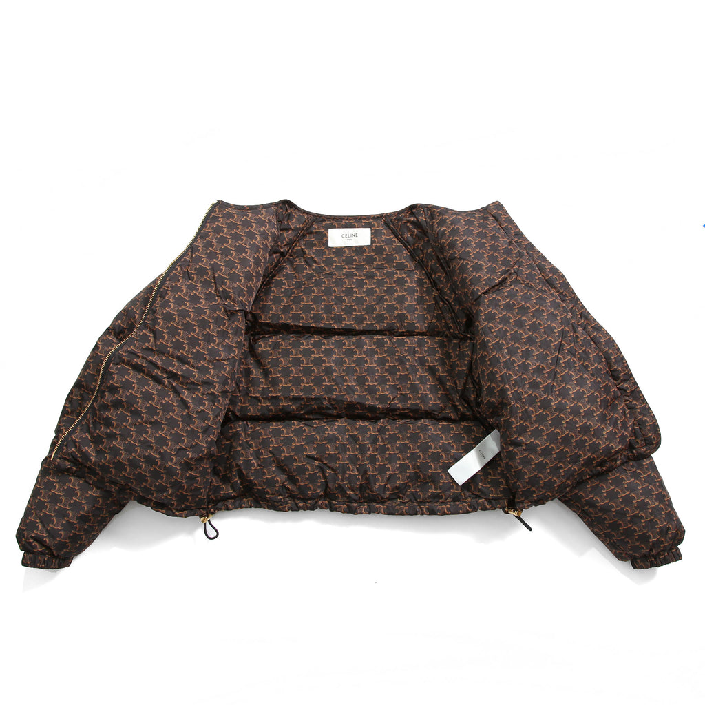 CELINE セリーヌ / 24AW 極上品 ナイロン ショート ダウンジャケット / トリオンフ モノグラム /  2W782344N /  size 36 (BROWN) レディース