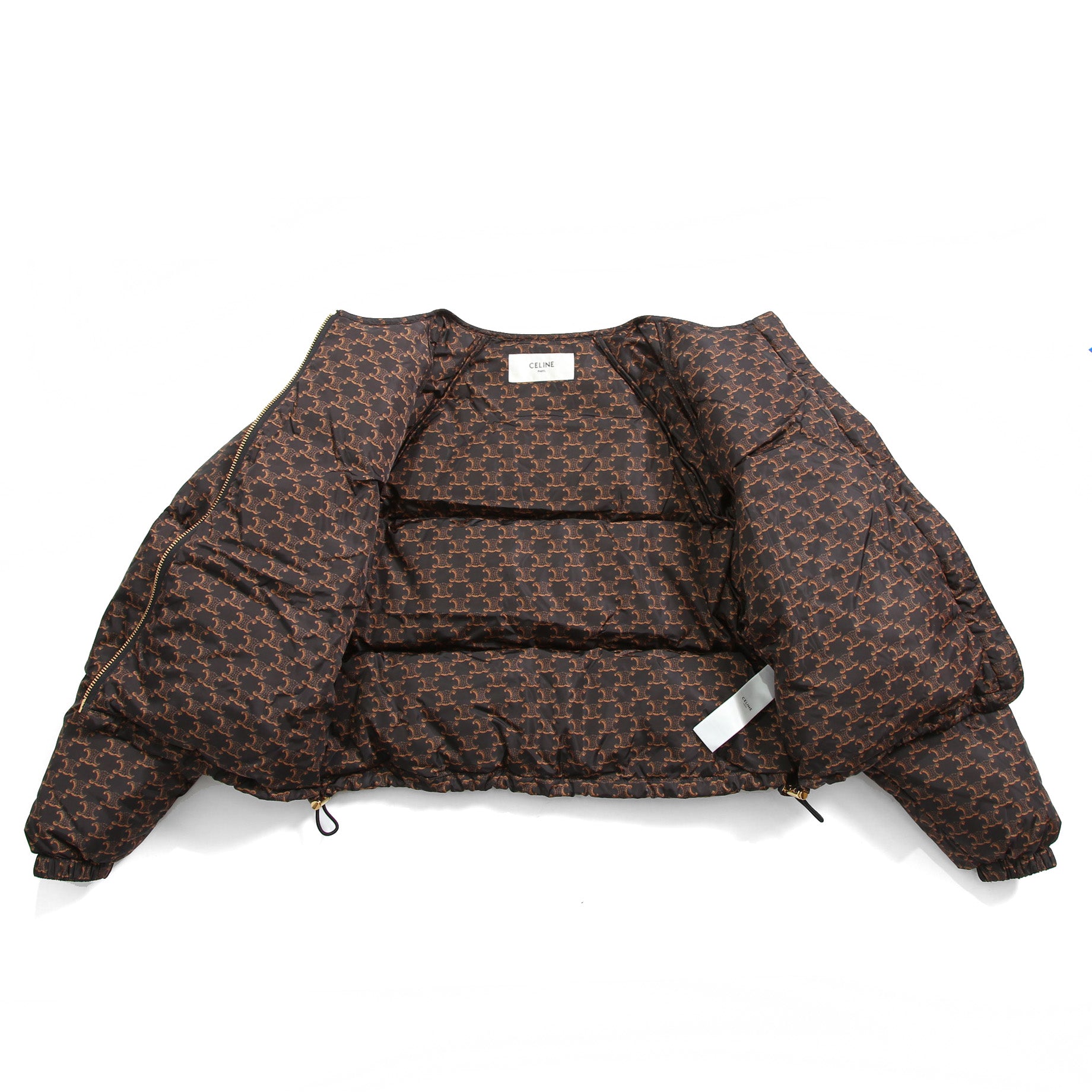 CELINE セリーヌ / 24AW 極上品 ナイロン ショート ダウンジャケット / トリオンフ モノグラム /  2W782344N /  size 36 (BROWN) レディース