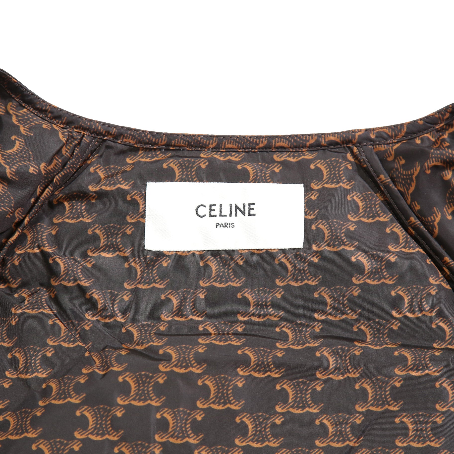 CELINE セリーヌ / 24AW 極上品 ナイロン ショート ダウンジャケット / トリオンフ モノグラム /  2W782344N /  size 36 (BROWN) レディース