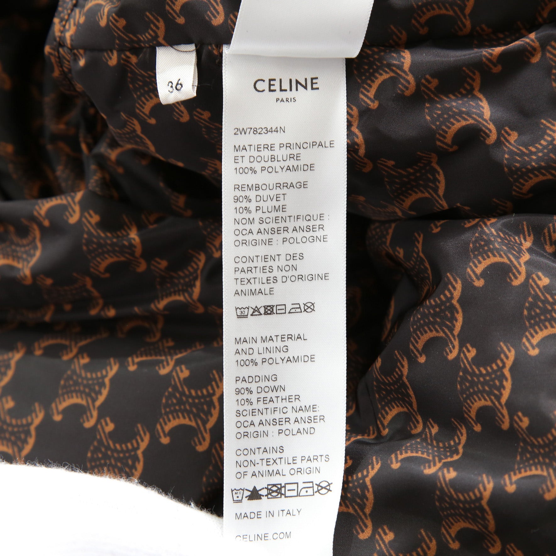 CELINE セリーヌ / 24AW 極上品 ナイロン ショート ダウンジャケット / トリオンフ モノグラム /  2W782344N /  size 36 (BROWN) レディース