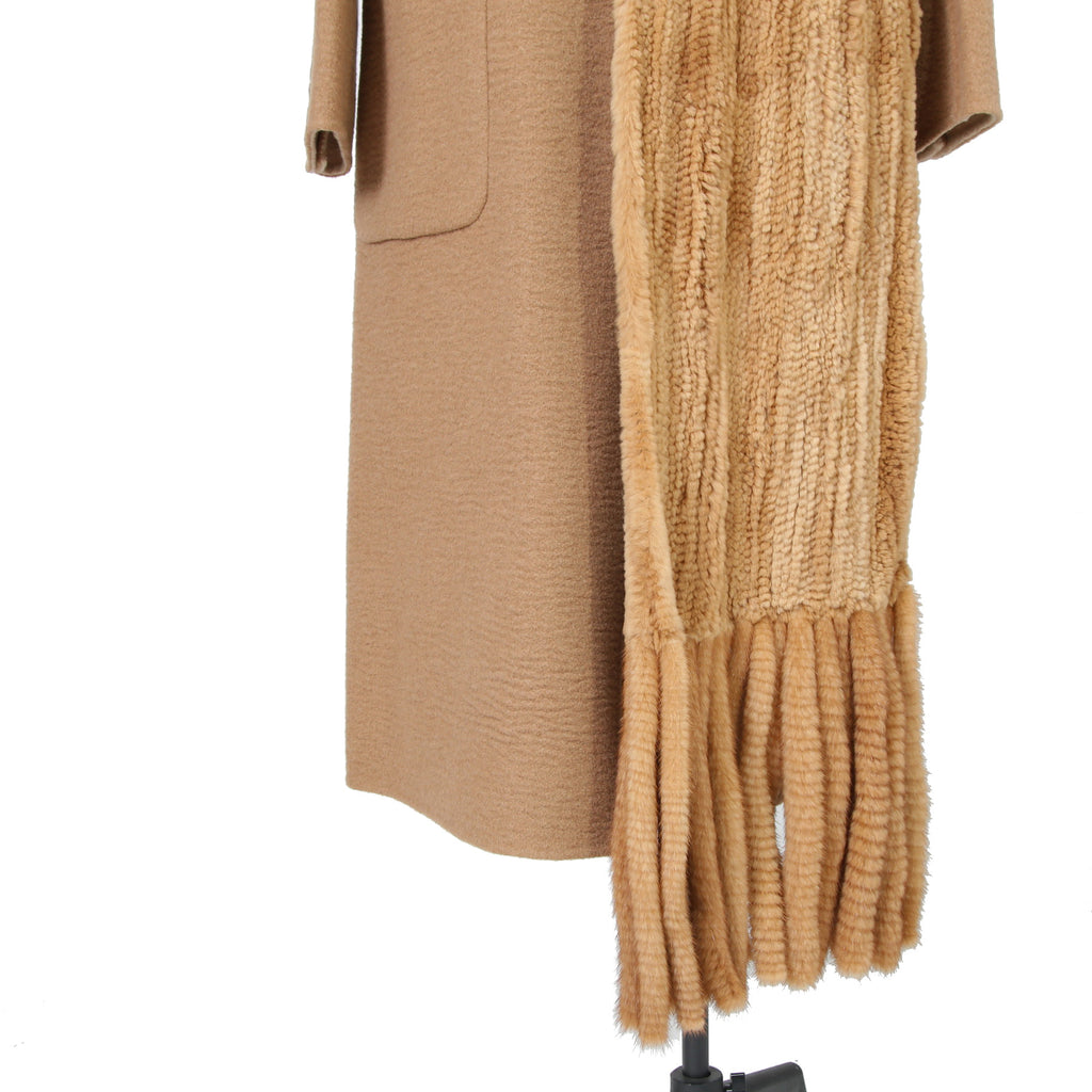 FENDI フェンディ / 2021AW 極美品  キャメルヘア ダブル ブレスト ロングコート / ミンクファー ストール / FF8155 A8GR / size 38 (M) CAMEL