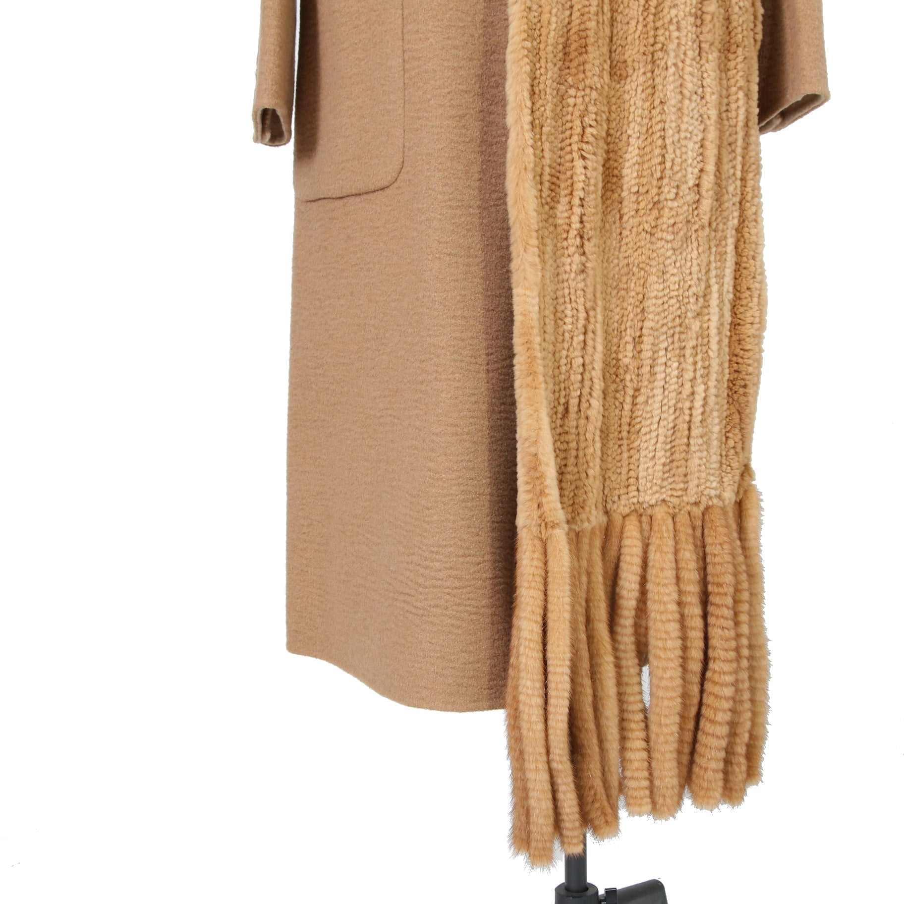 FENDI フェンディ / 2021AW 極美品  キャメルヘア ダブル ブレスト ロングコート / ミンクファー ストール / FF8155 A8GR / size 38 (M) CAMEL