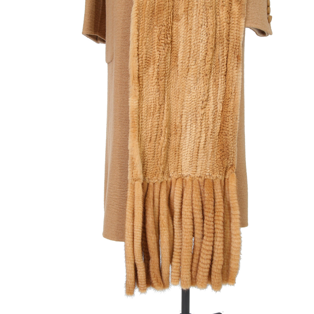 FENDI フェンディ / 2021AW 極美品  キャメルヘア ダブル ブレスト ロングコート / ミンクファー ストール / FF8155 A8GR / size 38 (M) CAMEL