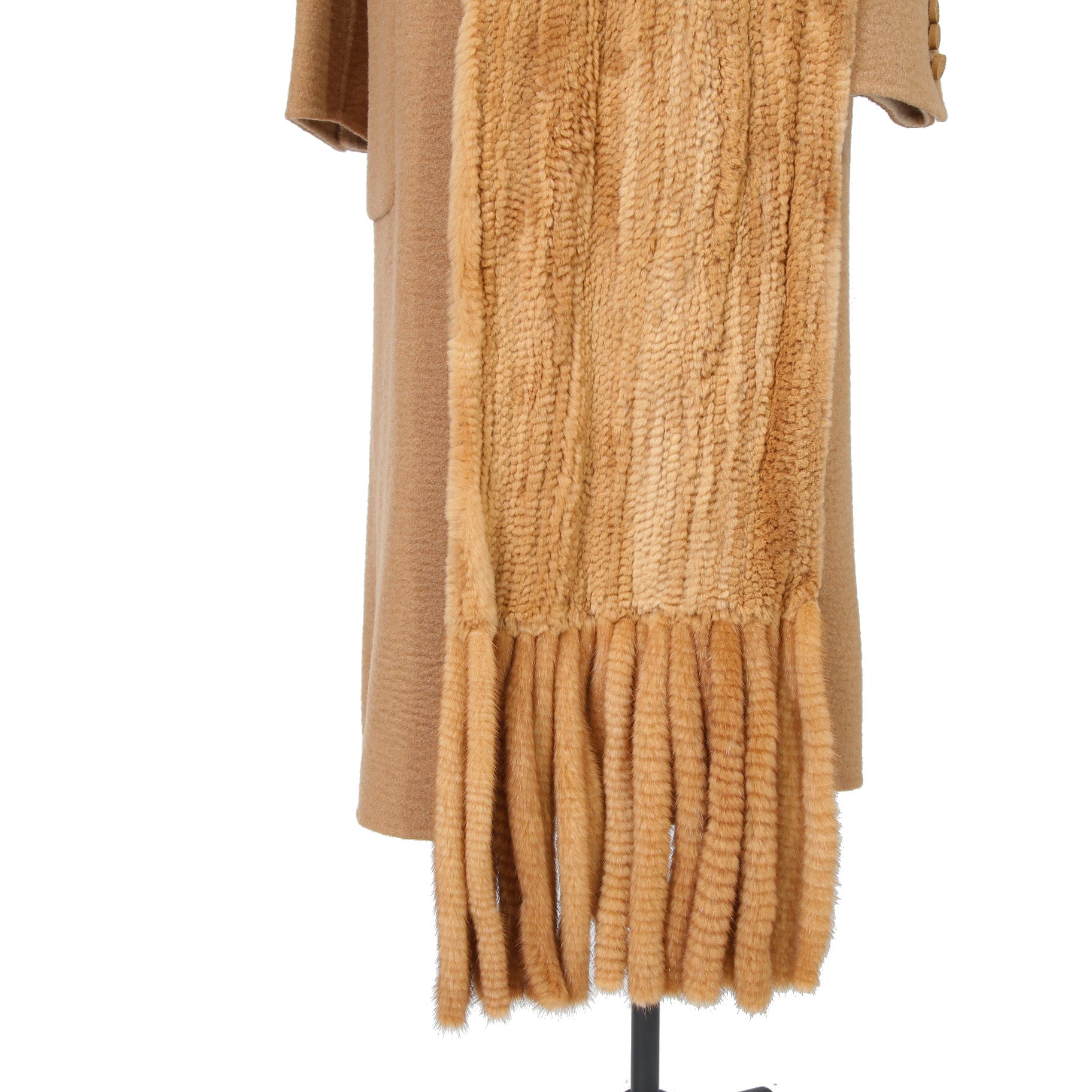 FENDI フェンディ / 2021AW 極美品  キャメルヘア ダブル ブレスト ロングコート / ミンクファー ストール / FF8155 A8GR / size 38 (M) CAMEL