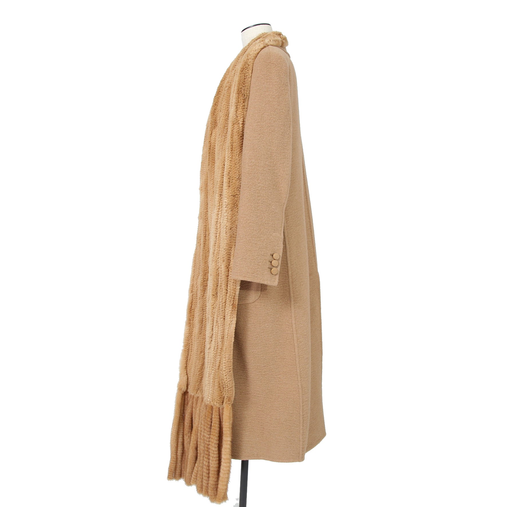 FENDI フェンディ / 2021AW 極美品  キャメルヘア ダブル ブレスト ロングコート / ミンクファー ストール / FF8155 A8GR / size 38 (M) CAMEL