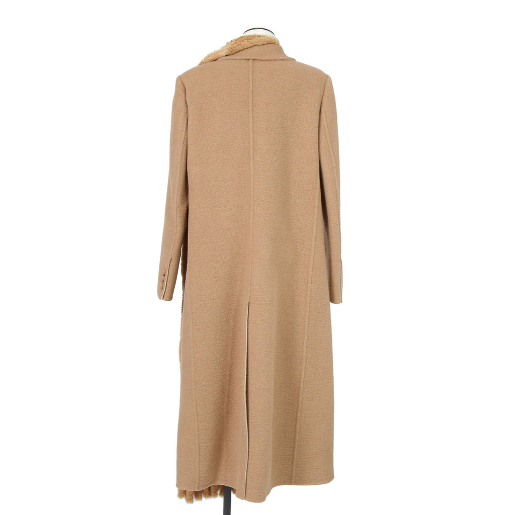 FENDI フェンディ / 2021AW 極美品  キャメルヘア ダブル ブレスト ロングコート / ミンクファー ストール / FF8155 A8GR / size 38 (M) CAMEL