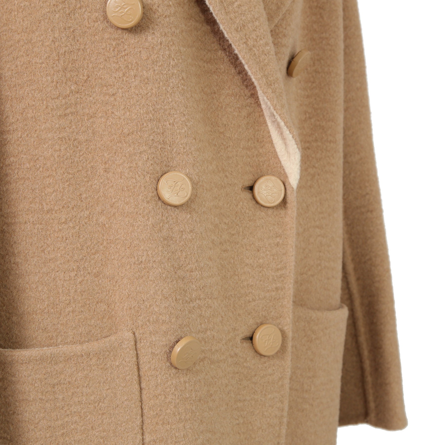 FENDI フェンディ / 2021AW 極美品  キャメルヘア ダブル ブレスト ロングコート / ミンクファー ストール / FF8155 A8GR / size 38 (M) CAMEL