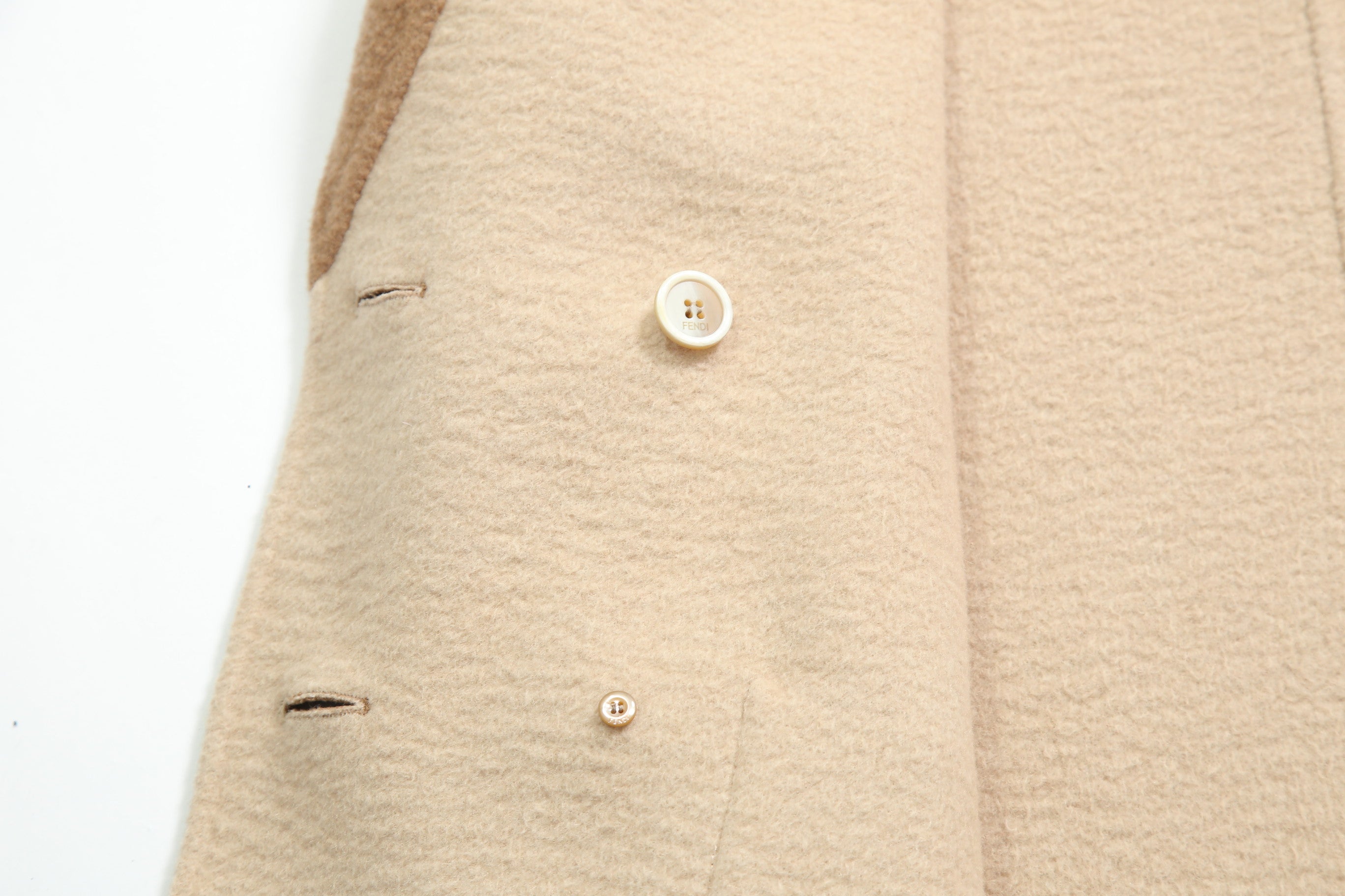 FENDI フェンディ / 2021AW 極美品  キャメルヘア ダブル ブレスト ロングコート / ミンクファー ストール / FF8155 A8GR / size 38 (M) CAMEL