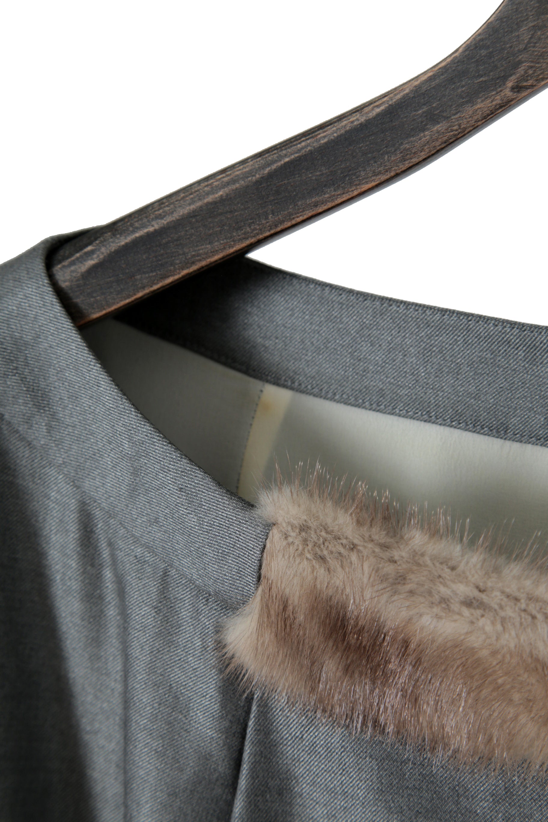 フェンディ FENDI / ミンク付き ウールシルク ワンピース / FD6463 ZN1 / size 38 (M) GRAY / レディース