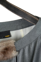 フェンディ FENDI / ミンク付き ウールシルク ワンピース / FD6463 ZN1 / size 38 (M) GRAY / レディース