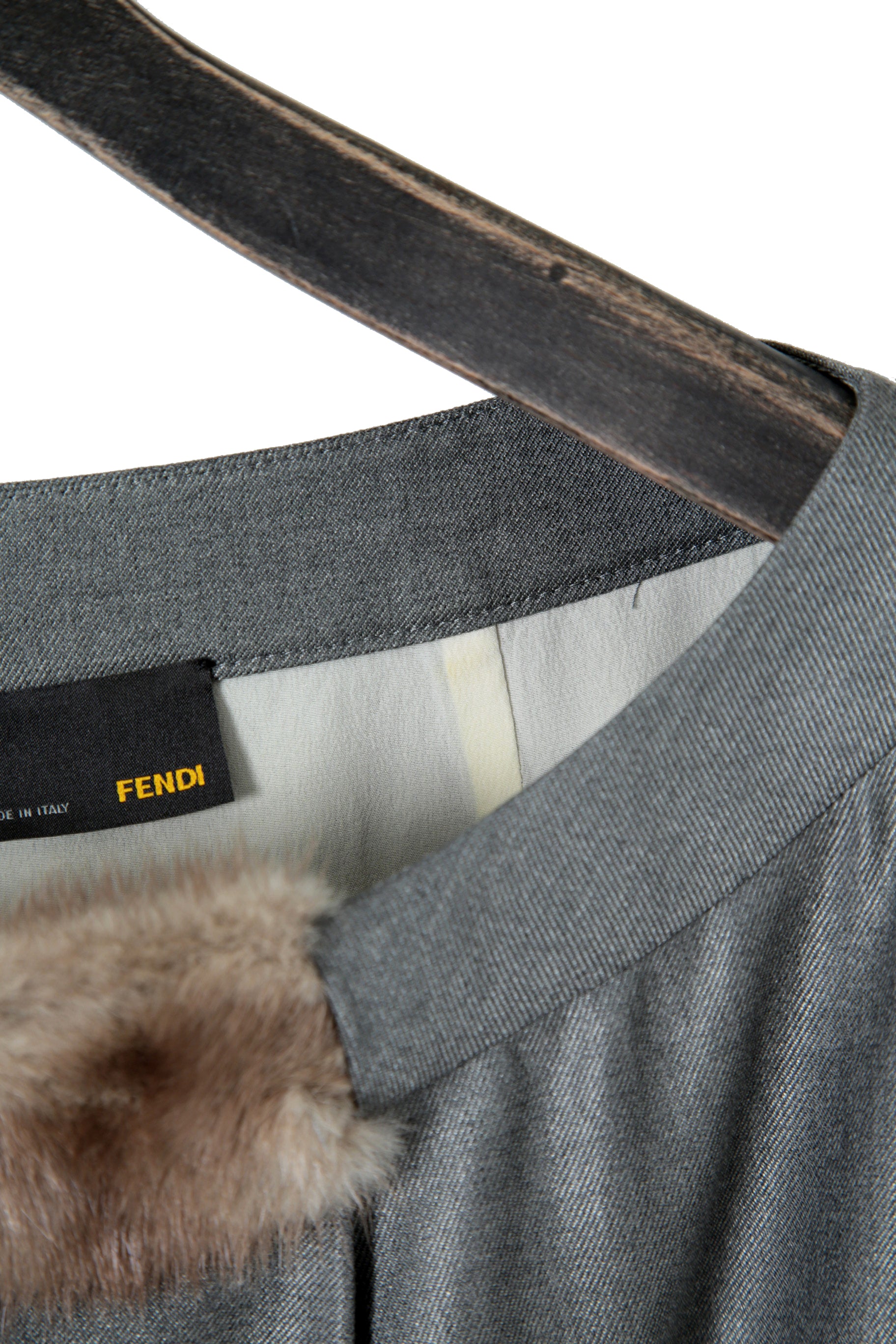 フェンディ FENDI / ミンク付き ウールシルク ワンピース / FD6463 ZN1 / size 38 (M) GRAY / レディース