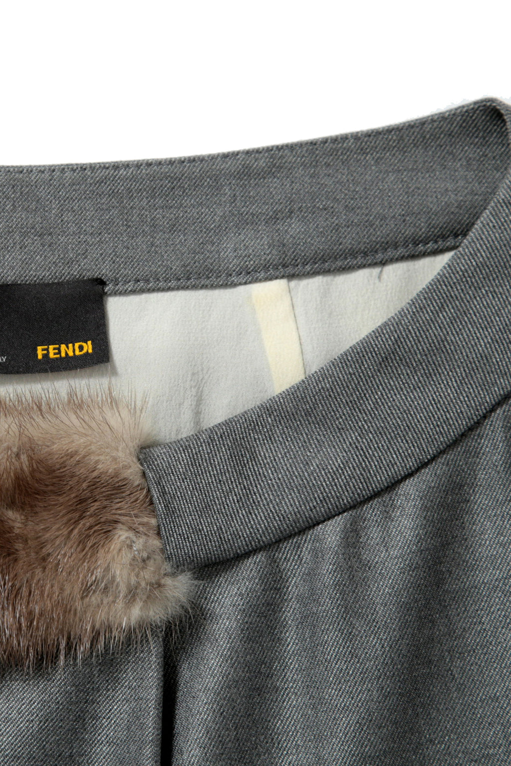 フェンディ FENDI / ミンク付き ウールシルク ワンピース / FD6463 ZN1 / size 38 (M) GRAY / レディース