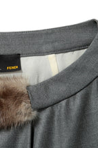 フェンディ FENDI / ミンク付き ウールシルク ワンピース / FD6463 ZN1 / size 38 (M) GRAY / レディース