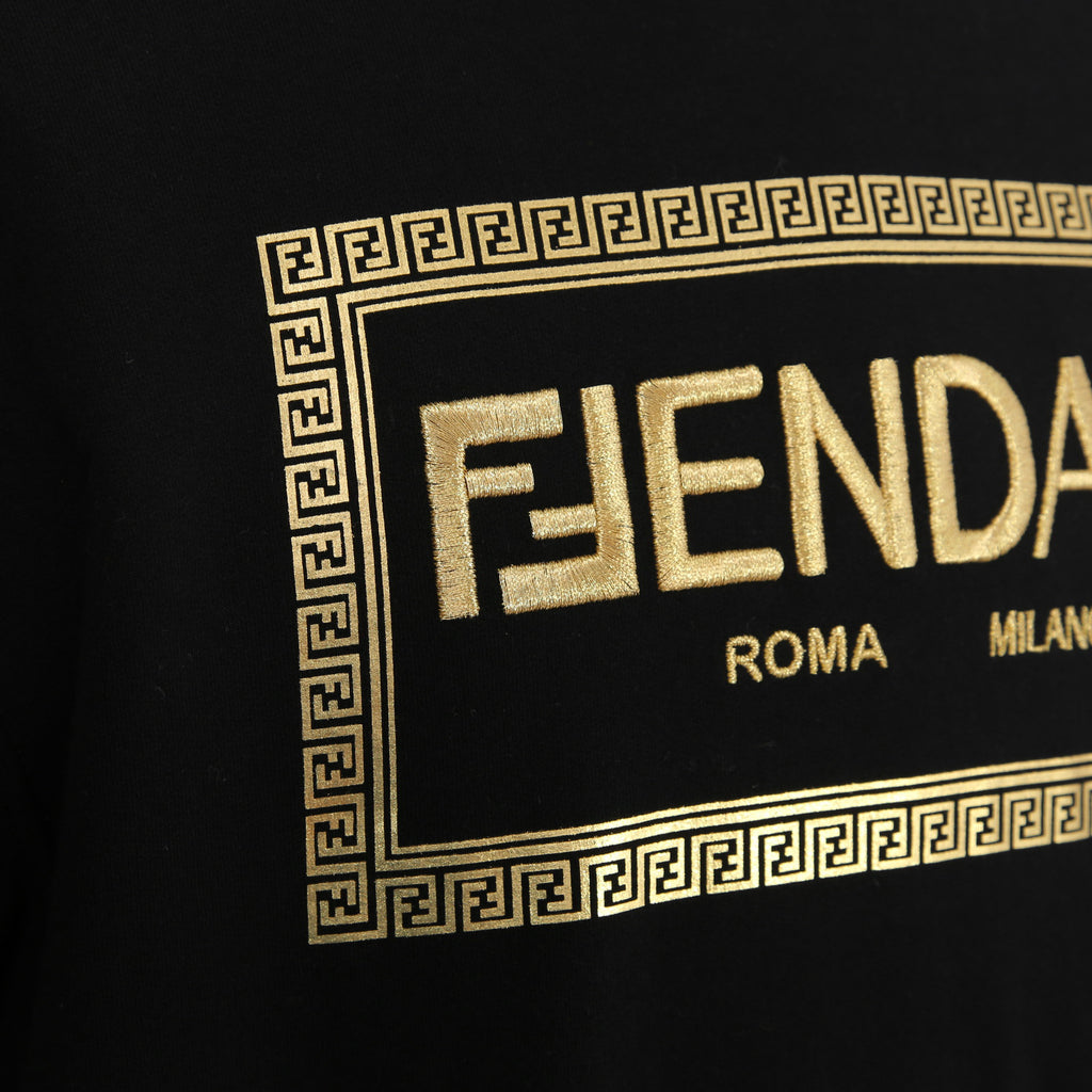 FENDACE フェンダーチェ / フェンディ ヴェルサーチ コラボ / 22SS 極美品 メデューサ ロゴ刺繍 プルオーバー パーカー / FS7906-AK6H / size XXS (BLACK)