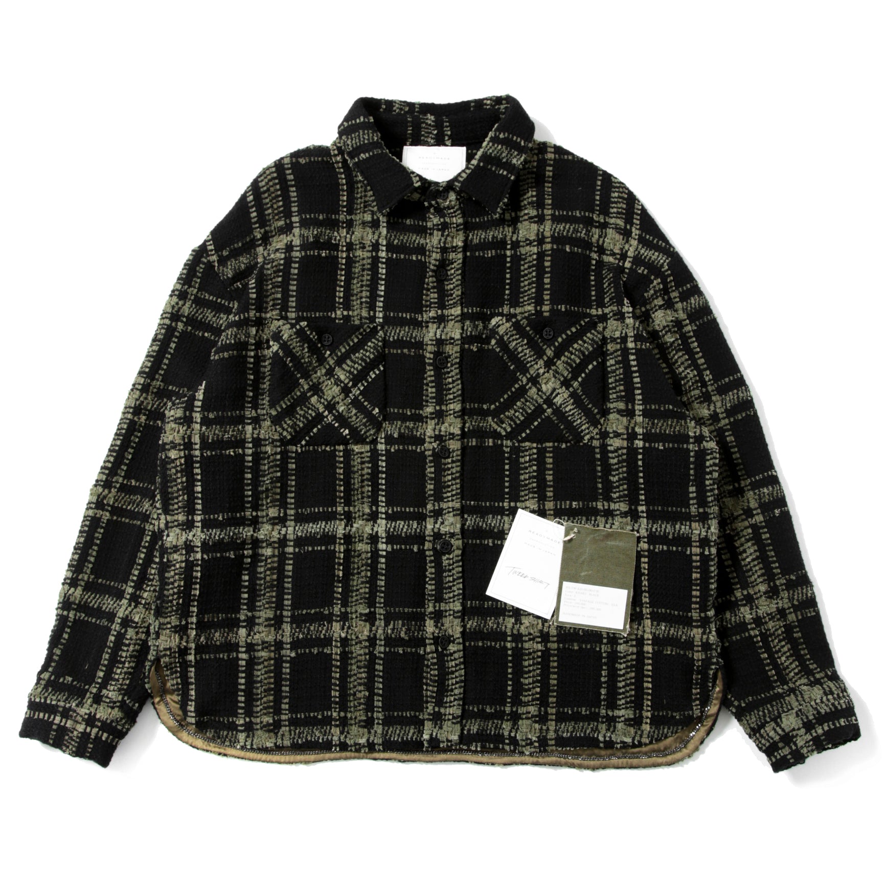 新品 READYMADE レディメイド / 23AW CHECK TWEED SHIRT / size 2 (BLACK / KHAKI) 国内正規品 ツイード シャツ ジャケット