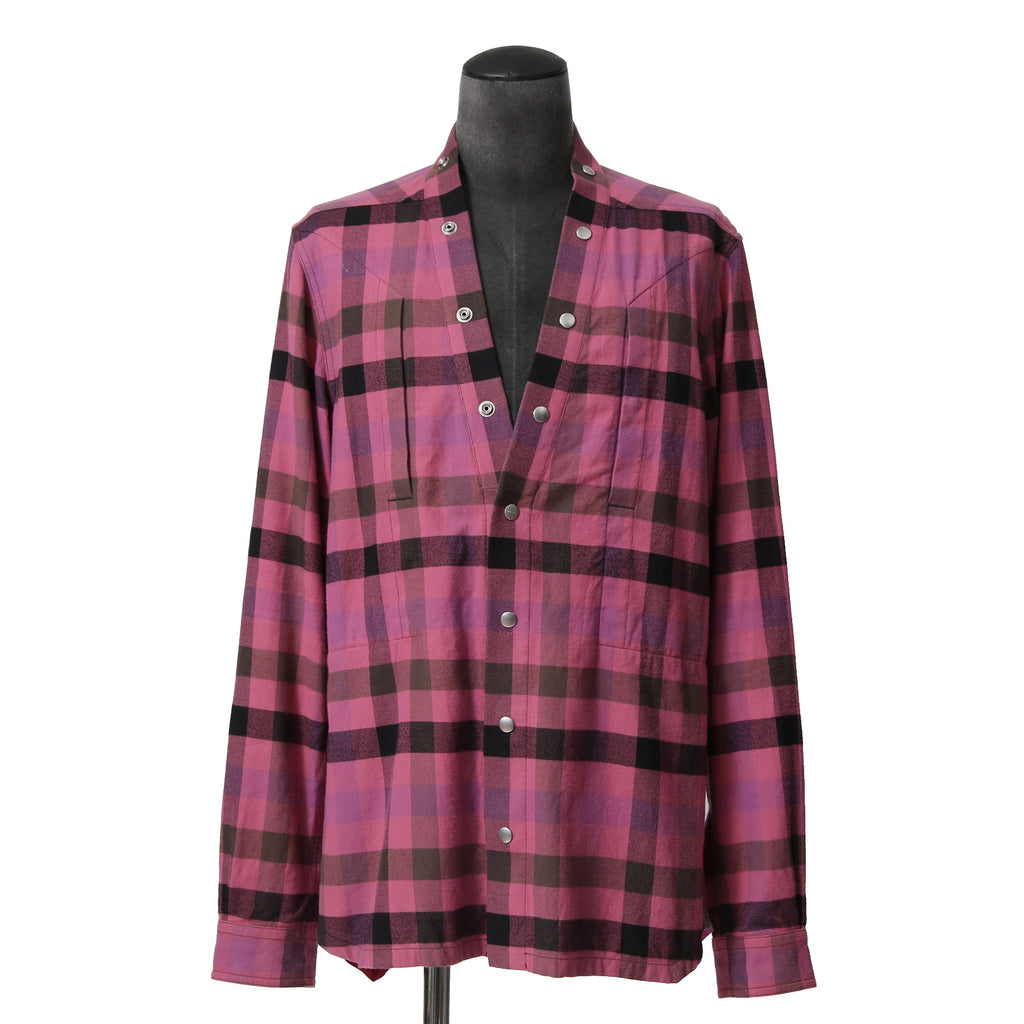 RICK OWENS リック オウエンス / 23SS EDFU / LARRY FOGPOCKET SHIRT / CHECK / RU01C4287-CPJP2 / size 48 (PINK)