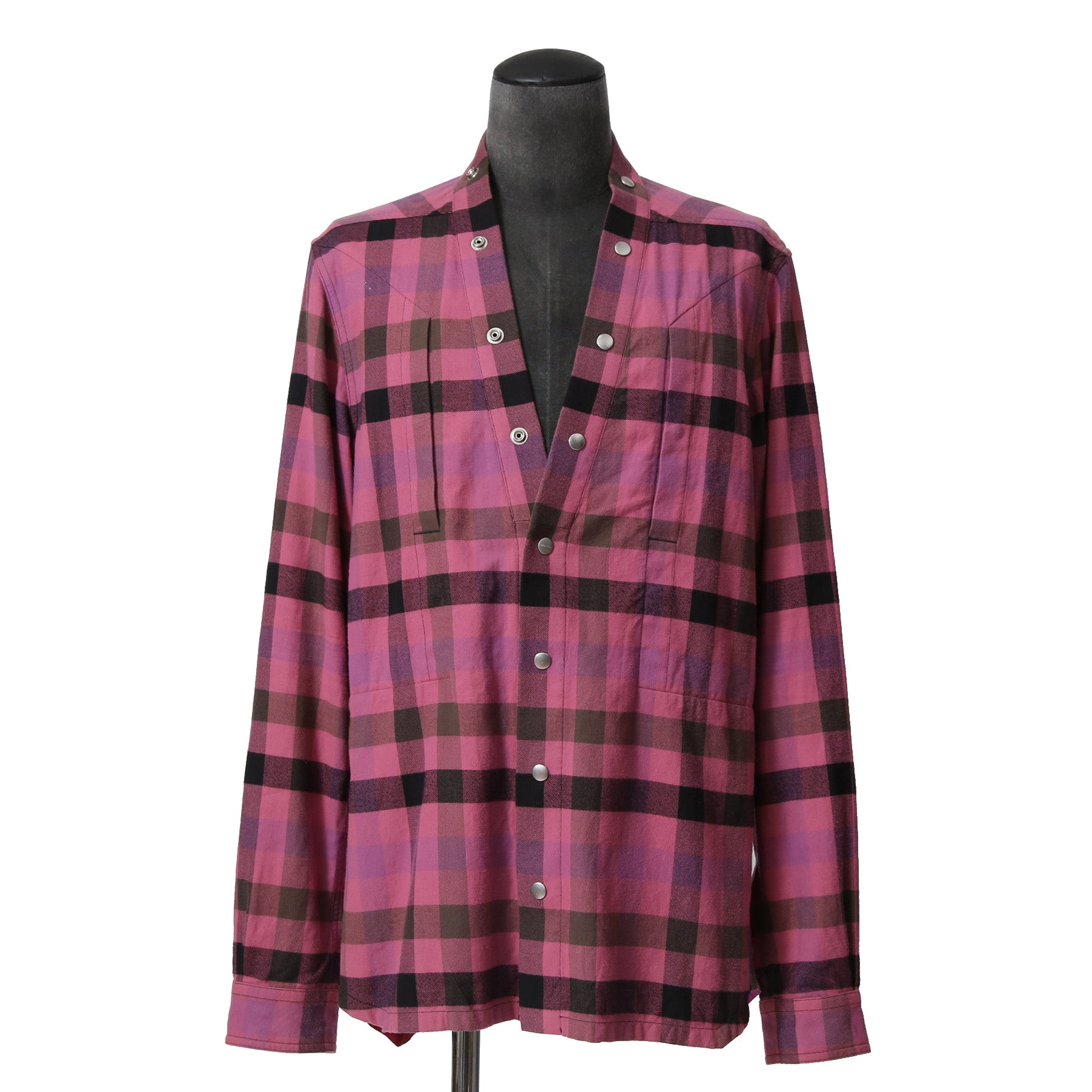 RICK OWENS リック オウエンス / 23SS EDFU / LARRY FOGPOCKET SHIRT / CHECK / RU01C4287-CPJP2 / size 48 (PINK)