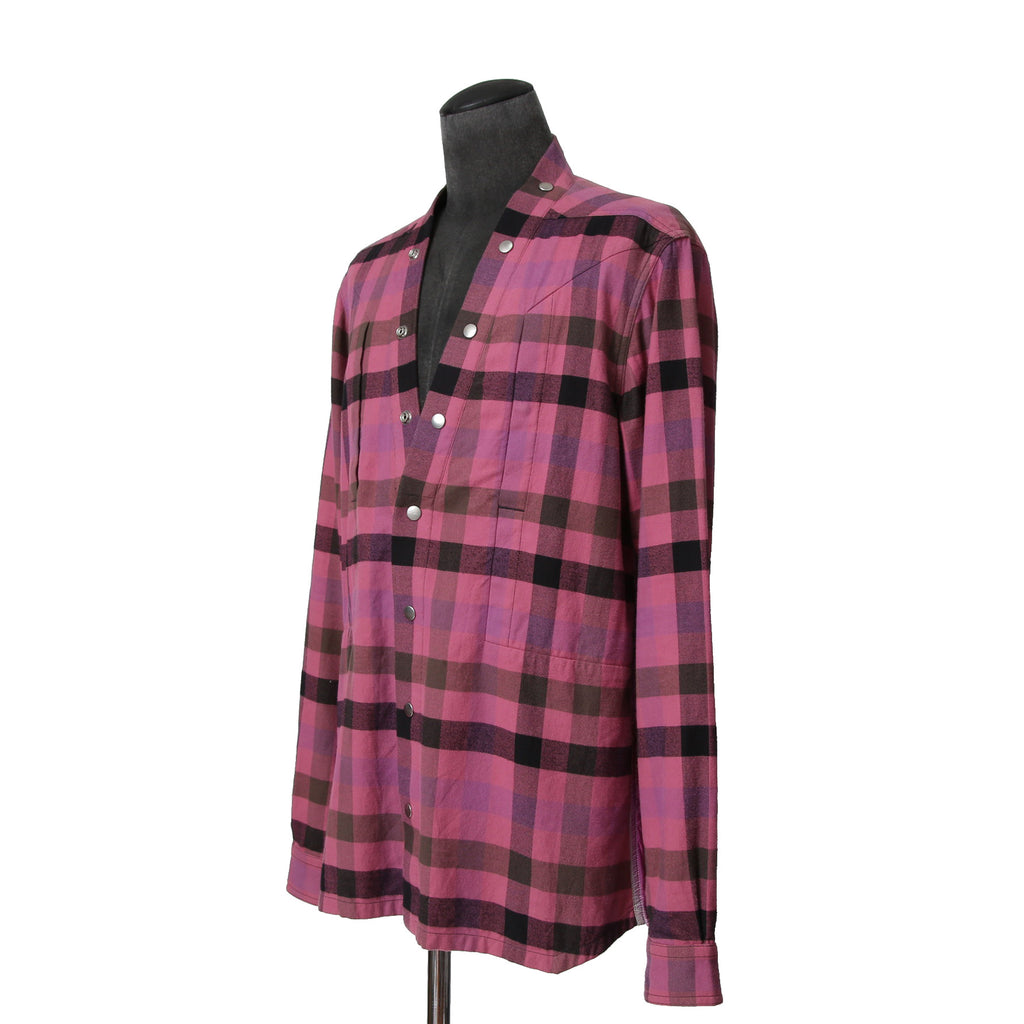 RICK OWENS リック オウエンス / 23SS EDFU / LARRY FOGPOCKET SHIRT / CHECK / RU01C4287-CPJP2 / size 48 (PINK)